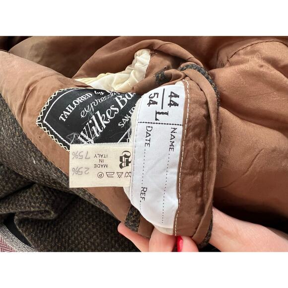 Vintage Brioni Wilkes Bashford Suit Jacket Silk Cashmere Brown Size 44L JP - Picture 14 of 15